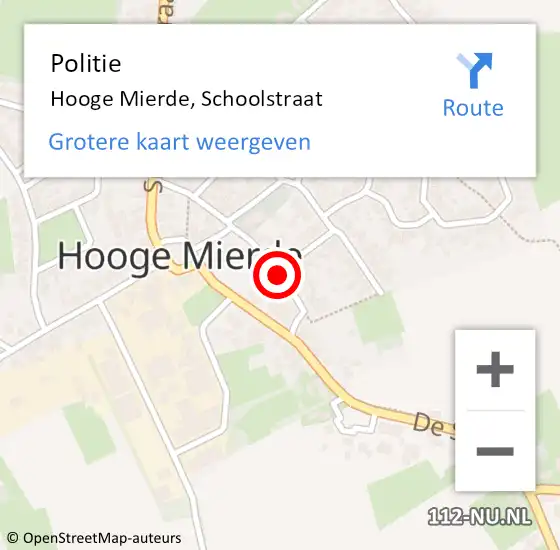 Locatie op kaart van de 112 melding: Politie Hooge Mierde, Schoolstraat op 29 december 2018 10:13