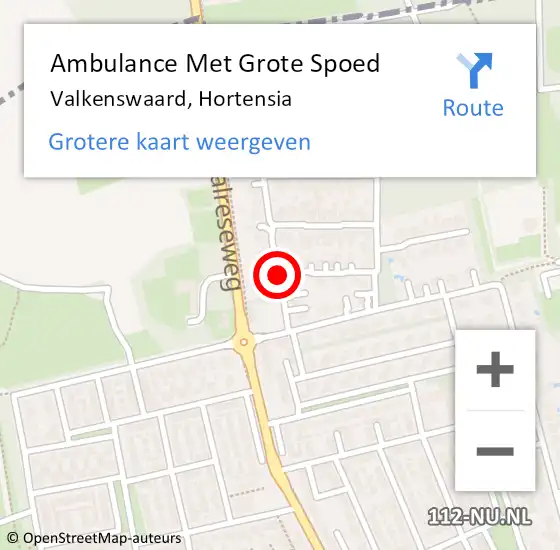 Locatie op kaart van de 112 melding: Ambulance Met Grote Spoed Naar Valkenswaard, Hortensia op 29 december 2018 10:21