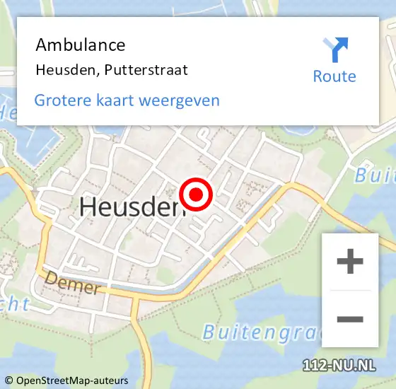Locatie op kaart van de 112 melding: Ambulance Heusden, Putterstraat op 29 december 2018 10:38