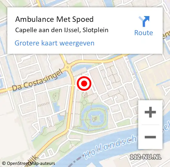 Locatie op kaart van de 112 melding: Ambulance Met Spoed Naar Capelle aan den IJssel, Slotplein op 29 december 2018 12:16
