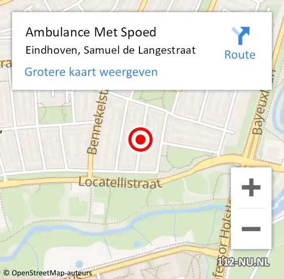 Locatie op kaart van de 112 melding: Ambulance Met Spoed Naar Eindhoven, Samuel de Langestraat op 29 december 2018 18:13