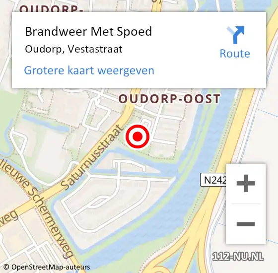 Locatie op kaart van de 112 melding: Brandweer Met Spoed Naar Oudorp, Vestastraat op 29 december 2018 19:58