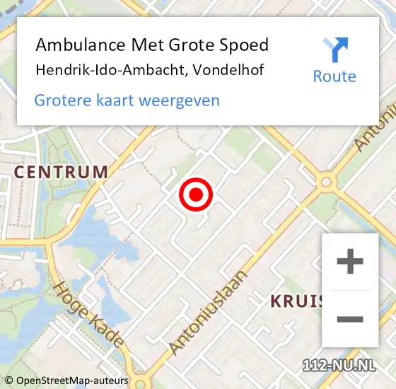 Locatie op kaart van de 112 melding: Ambulance Met Grote Spoed Naar Hendrik-Ido-Ambacht, Vondelhof op 29 december 2018 20:05