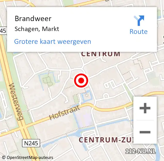 Locatie op kaart van de 112 melding: Brandweer Schagen, Markt op 29 december 2018 20:29