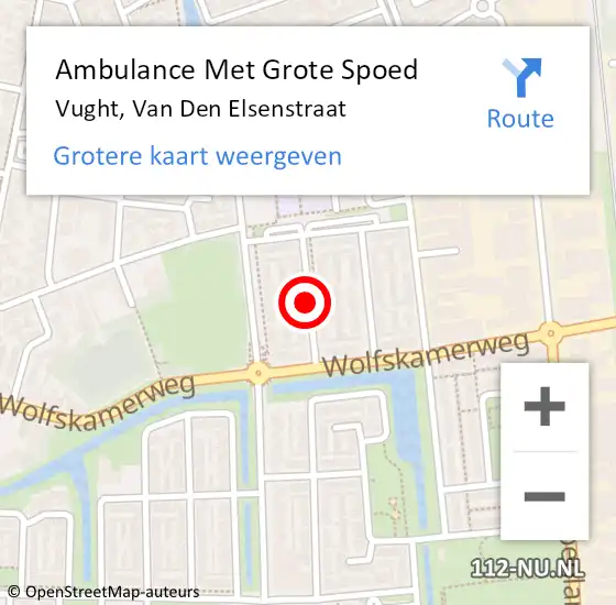 Locatie op kaart van de 112 melding: Ambulance Met Grote Spoed Naar Vught, Van den Elsenstraat op 30 december 2018 07:55