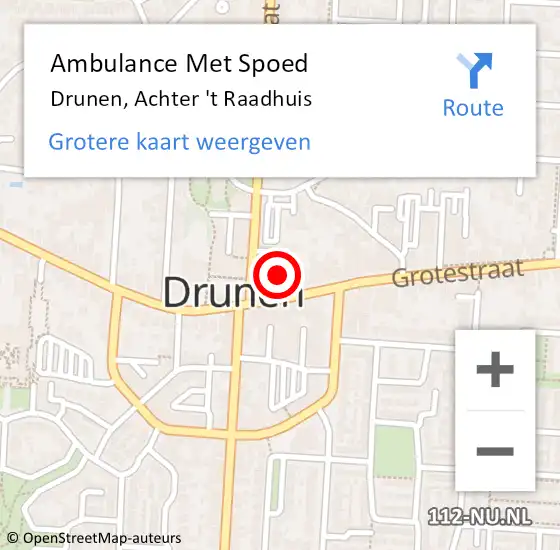 Locatie op kaart van de 112 melding: Ambulance Met Spoed Naar Drunen, Achter 't Raadhuis op 30 december 2018 12:10