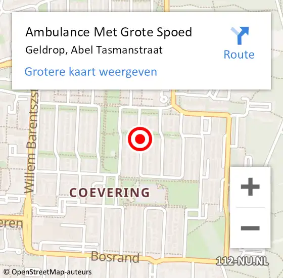 Locatie op kaart van de 112 melding: Ambulance Met Grote Spoed Naar Geldrop, Abel Tasmanstraat op 30 december 2018 13:04