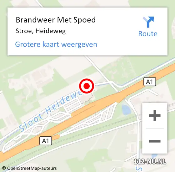 Locatie op kaart van de 112 melding: Brandweer Met Spoed Naar Stroe, Heideweg op 30 december 2018 13:57