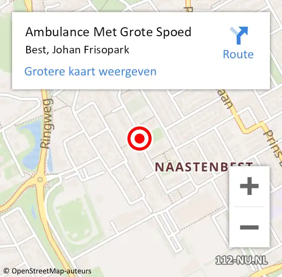 Locatie op kaart van de 112 melding: Ambulance Met Grote Spoed Naar Best, Johan Frisopark op 30 december 2018 19:04