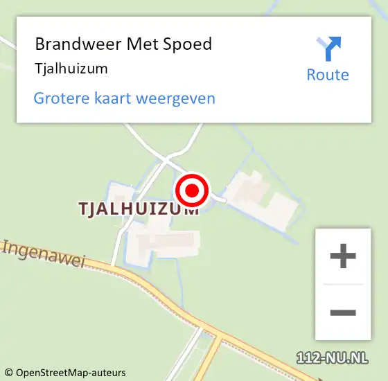 Locatie op kaart van de 112 melding: Brandweer Met Spoed Naar Tjalhuizum op 31 december 2018 07:38