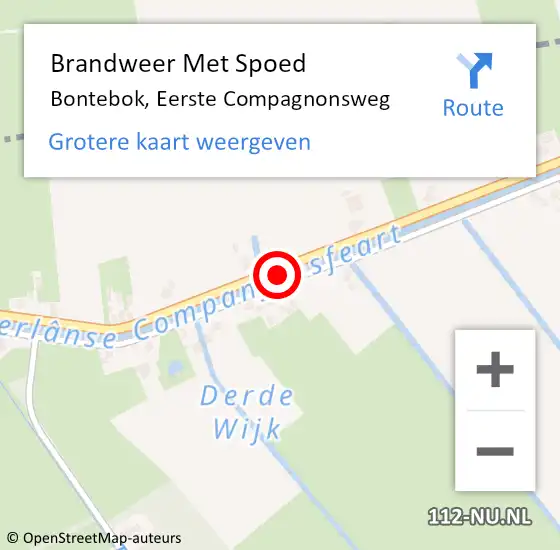 Locatie op kaart van de 112 melding: Brandweer Met Spoed Naar Bontebok, Eerste Compagnonsweg op 31 december 2018 10:04