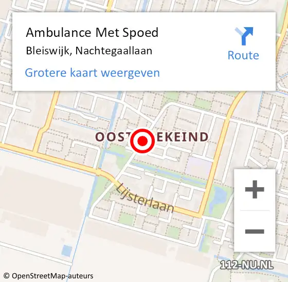 Locatie op kaart van de 112 melding: Ambulance Met Spoed Naar Bleiswijk, Nachtegaallaan op 31 december 2018 13:35