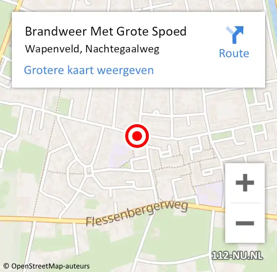 Locatie op kaart van de 112 melding: Brandweer Met Grote Spoed Naar Wapenveld, Nachtegaalweg op 31 december 2018 15:09