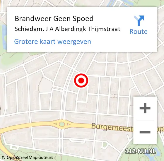 Locatie op kaart van de 112 melding: Brandweer Geen Spoed Naar Schiedam, J A Alberdingk Thijmstraat op 31 december 2018 19:14