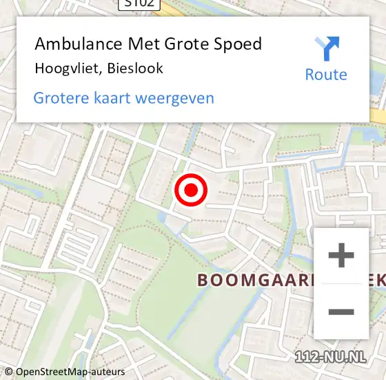 Locatie op kaart van de 112 melding: Ambulance Met Grote Spoed Naar Hoogvliet, Bieslook op 31 december 2018 19:22