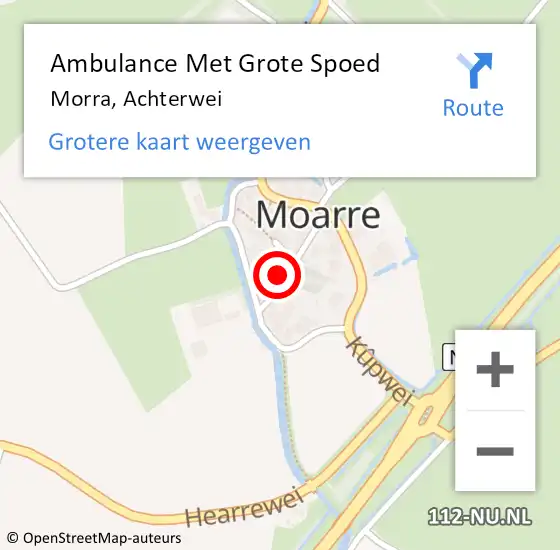 Locatie op kaart van de 112 melding: Ambulance Met Grote Spoed Naar Morra, Achterwei op 31 december 2018 19:56