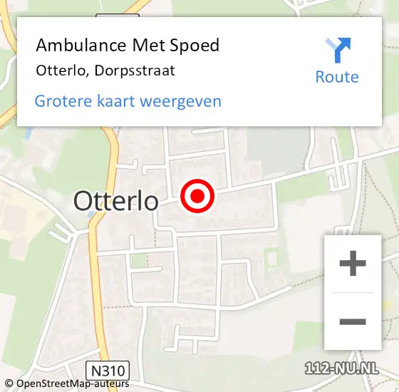 Locatie op kaart van de 112 melding: Ambulance Met Spoed Naar Otterlo, Dorpsstraat op 31 december 2018 19:58