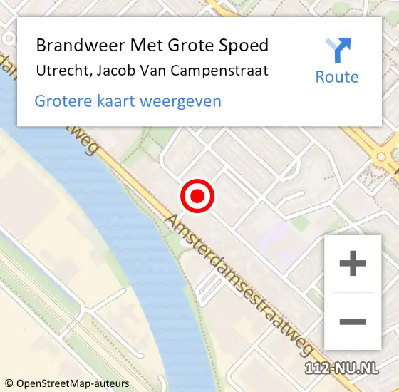 Locatie op kaart van de 112 melding: Brandweer Met Grote Spoed Naar Utrecht, Jacob Van Campenstraat op 31 december 2018 20:23