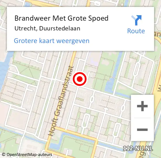 Locatie op kaart van de 112 melding: Brandweer Met Grote Spoed Naar Utrecht, Duurstedelaan op 31 december 2018 21:15