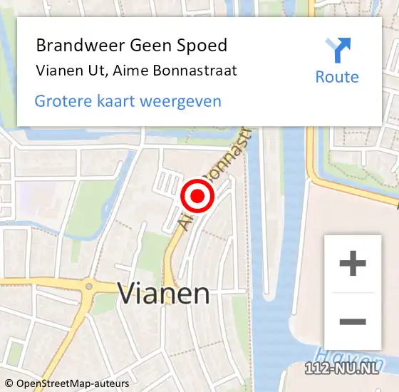 Locatie op kaart van de 112 melding: Brandweer Geen Spoed Naar Vianen Ut, Aime Bonnastraat op 31 december 2018 21:24