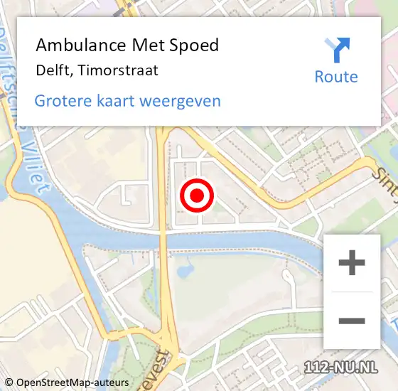 Locatie op kaart van de 112 melding: Ambulance Met Spoed Naar Delft, Timorstraat op 31 december 2018 21:30