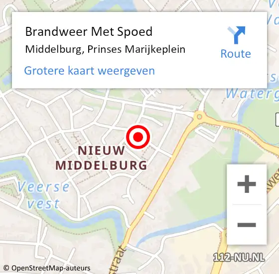 Locatie op kaart van de 112 melding: Brandweer Met Spoed Naar Middelburg, Prinses Marijkeplein op 31 december 2018 21:31