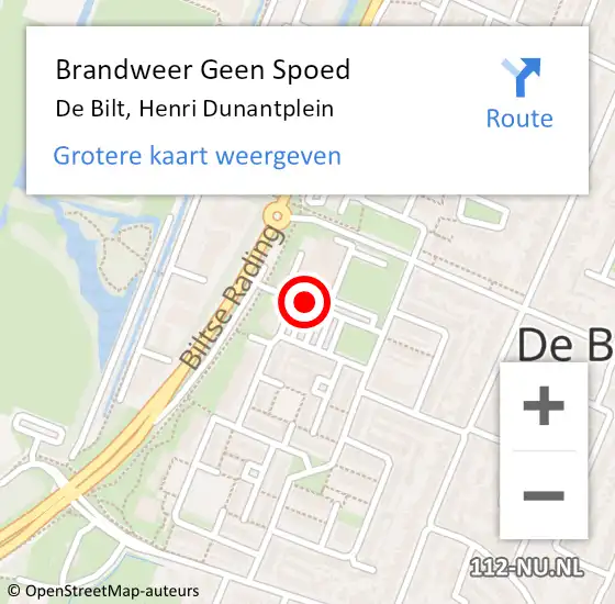 Locatie op kaart van de 112 melding: Brandweer Geen Spoed Naar De Bilt, Henri Dunantplein op 31 december 2018 21:43