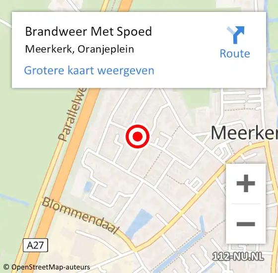 Locatie op kaart van de 112 melding: Brandweer Met Spoed Naar Meerkerk, Oranjeplein op 31 december 2018 22:10