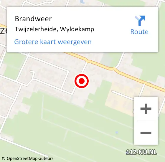 Locatie op kaart van de 112 melding: Brandweer Twijzelerheide, Wyldekamp op 31 december 2018 23:13