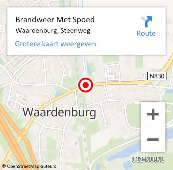 Locatie op kaart van de 112 melding: Brandweer Met Spoed Naar Waardenburg, Steenweg op 31 december 2018 23:13