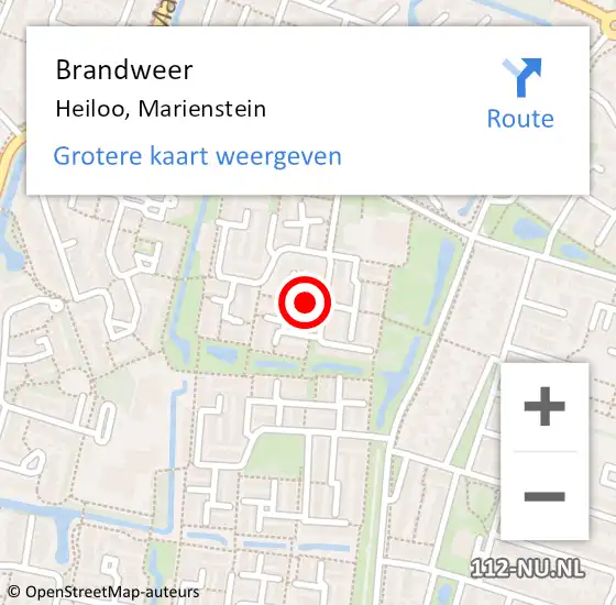 Locatie op kaart van de 112 melding: Brandweer Heiloo, Marienstein op 31 december 2018 23:52