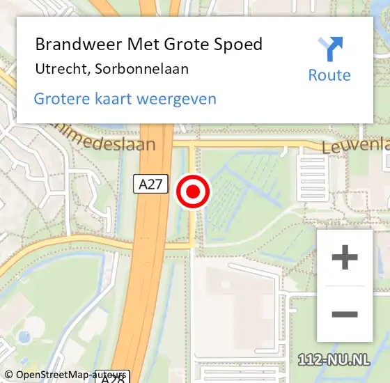 Locatie op kaart van de 112 melding: Brandweer Met Grote Spoed Naar Utrecht, Sorbonnelaan op 1 januari 2019 00:50