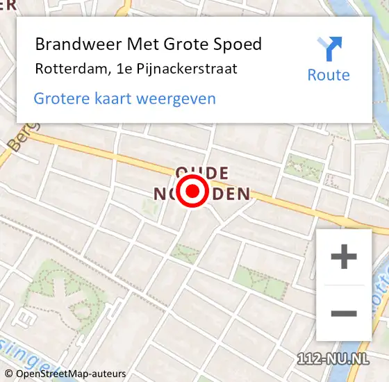 Locatie op kaart van de 112 melding: Brandweer Met Grote Spoed Naar Rotterdam, 1e Pijnackerstraat op 1 januari 2019 01:49