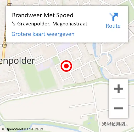 Locatie op kaart van de 112 melding: Brandweer Met Spoed Naar 's-Gravenpolder, Magnoliastraat op 1 januari 2019 03:00