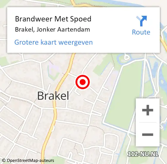 Locatie op kaart van de 112 melding: Brandweer Met Spoed Naar Brakel, Jonker Aartendam op 1 januari 2019 03:34