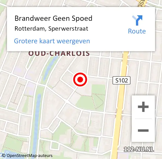 Locatie op kaart van de 112 melding: Brandweer Geen Spoed Naar Rotterdam, Sperwerstraat op 1 januari 2019 05:15