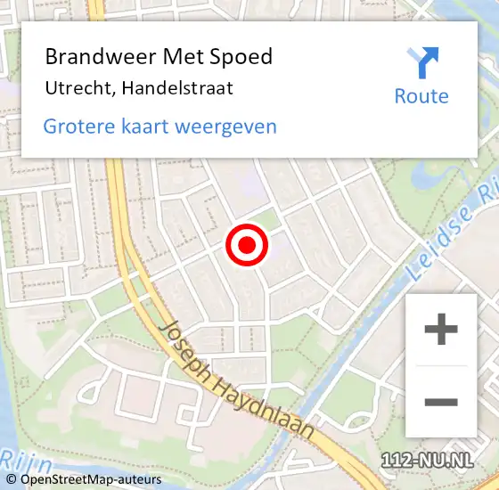 Locatie op kaart van de 112 melding: Brandweer Met Spoed Naar Utrecht, Handelstraat op 1 januari 2019 08:13