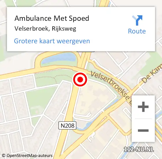 Locatie op kaart van de 112 melding: Ambulance Met Spoed Naar Velserbroek, Rijksweg op 1 januari 2019 12:46