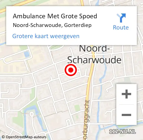Locatie op kaart van de 112 melding: Ambulance Met Grote Spoed Naar Noord-Scharwoude, Gorterdiep op 1 januari 2019 15:11