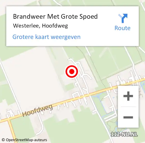 Locatie op kaart van de 112 melding: Brandweer Met Grote Spoed Naar Westerlee, Hoofdweg op 1 januari 2019 17:05