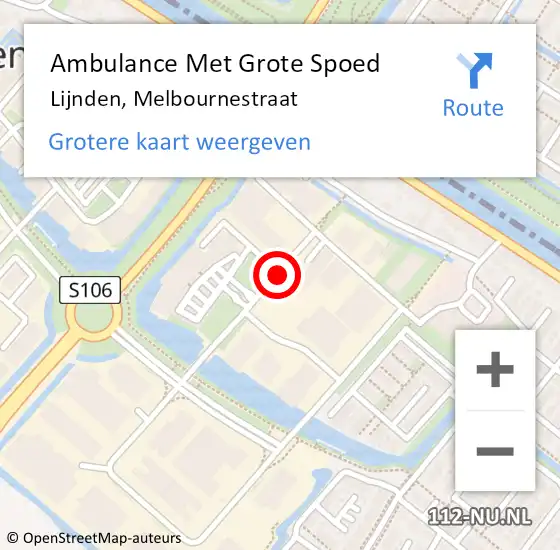 Locatie op kaart van de 112 melding: Ambulance Met Grote Spoed Naar Lijnden, Melbournestraat op 1 januari 2019 18:44