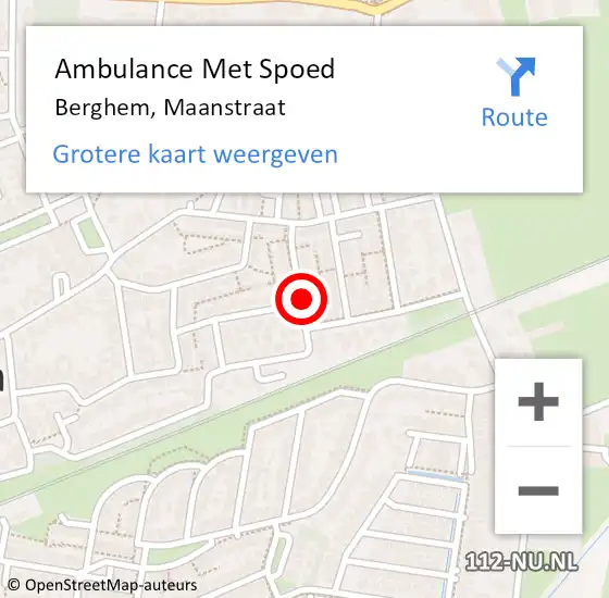 Locatie op kaart van de 112 melding: Ambulance Met Spoed Naar Berghem, Maanstraat op 2 januari 2019 01:47