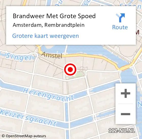 Locatie op kaart van de 112 melding: Brandweer Met Grote Spoed Naar Amsterdam, Rembrandtplein op 2 januari 2019 01:53