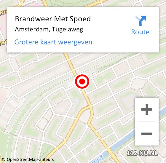 Locatie op kaart van de 112 melding: Brandweer Met Spoed Naar Amsterdam, Tugelaweg op 2 januari 2019 10:49