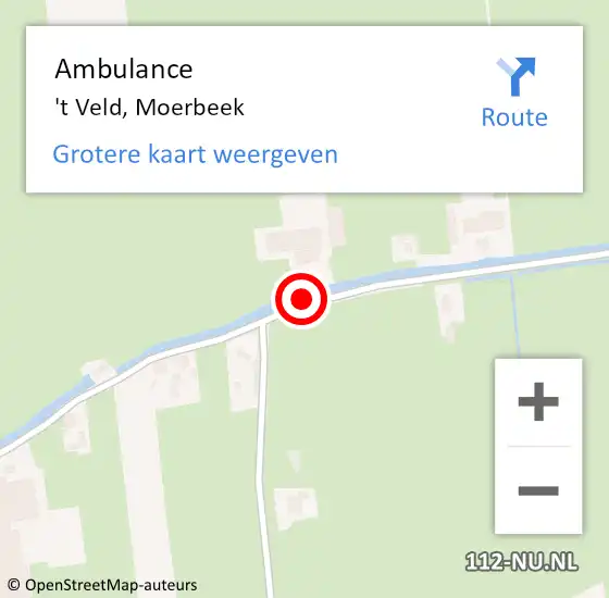 Locatie op kaart van de 112 melding: Ambulance 't Veld, Moerbeek op 2 januari 2019 10:55