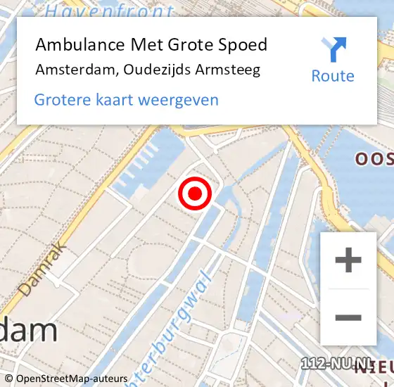 Locatie op kaart van de 112 melding: Ambulance Met Grote Spoed Naar Amsterdam, Oudezijds Armsteeg op 2 januari 2019 12:33