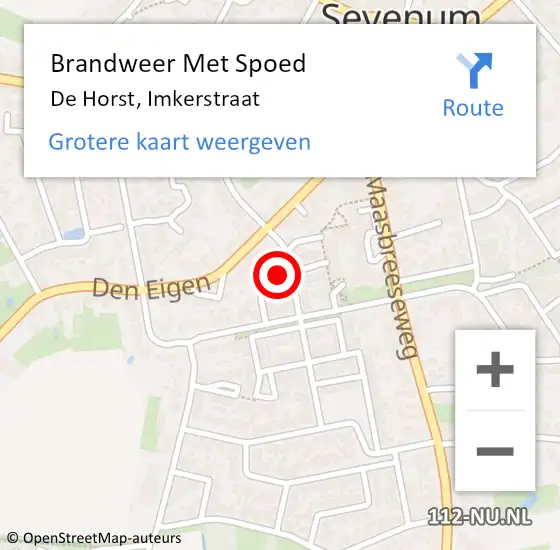 Locatie op kaart van de 112 melding: Brandweer Met Spoed Naar De Horst, Imkerstraat op 2 januari 2019 13:08