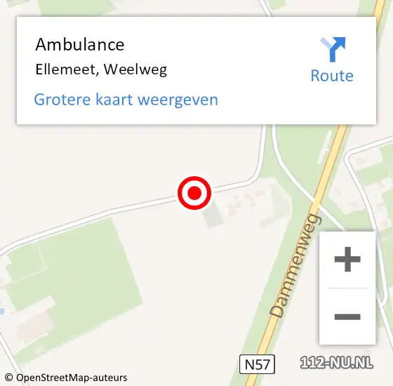 Locatie op kaart van de 112 melding: Ambulance Ellemeet, Weelweg op 2 januari 2019 13:23