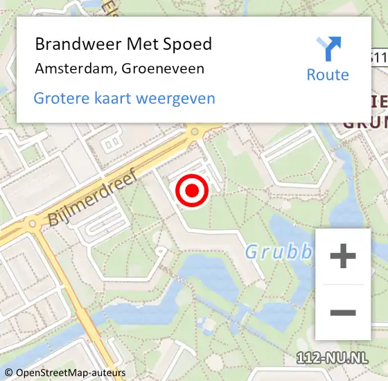 Locatie op kaart van de 112 melding: Brandweer Met Spoed Naar Amsterdam, Groeneveen op 3 januari 2019 11:12