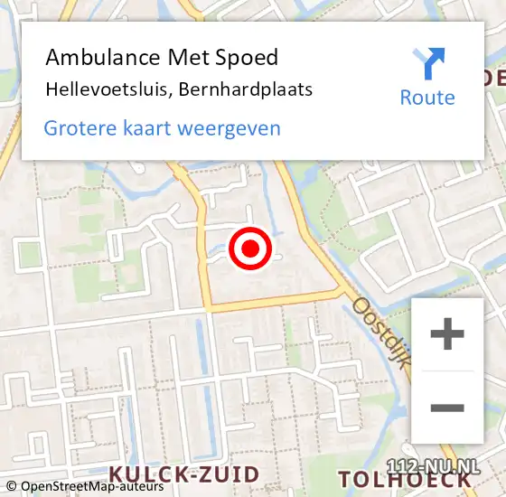 Locatie op kaart van de 112 melding: Ambulance Met Spoed Naar Hellevoetsluis, Bernhardplaats op 3 januari 2019 11:21